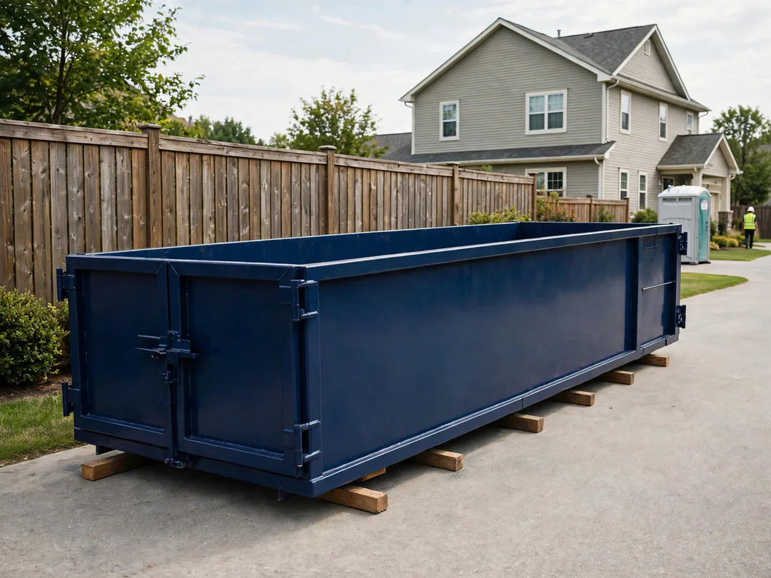 30-yard roll-off dumpster on a residential driveway